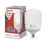 Лампа светодиодная LED-HP-PRO 40Вт 230В 6500К E27 3800лм с адаптером E40 IN HOME 4690612031101