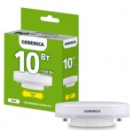 Лампа светодиодная T80 10Вт таблетка 3000К GX53 230В GENERICA LL-T80-10-230-30-GX53-G