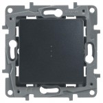 Механизм переключателя 1-кл. СП Etika Plus 10А IP20 250В 10AX с подсветкой безвинт. зажимы антрацит Leg 672615