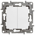 Механизм переключателя 2-кл. СП Etika Plus 10А IP20 250В 10AX безвинт. зажимы бел. Leg 672212