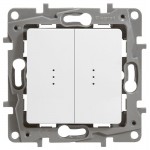 Механизм переключателя 2-кл. СП Etika Plus 10А IP20 250В 10AX с подсветкой безвинт. зажимы бел. Leg 672216