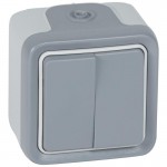 Переключатель проходной 2-кл. ОП Plexo 10А IP55 250В 10AX сер. Leg 069715