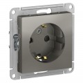 Розетка 1-м СП AtlasDesign 16А IP20 с заземл. защ. шторки механизм сталь SchE ATN000945