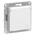 Розетка 1-м СП AtlasDesign 16А IP20 с заземл. защ. шторки с крышкой механизм бел. SchE ATN000146