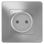 Розетка 1-м СП Blanca 16А IP20 250В без заземл. без защ. шторок алюм. SchE BLNRS000013