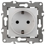 Розетка 1-м СП Эра12 12-2102-01 16А IP20 16AX 250В 2P+E Schuko защ. шторки механизм бел. Эра Б0014687