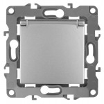 Розетка 1-м СП Эра12 12-2103-03 16А IP20 16AX 250В 2P+E Schuko защ. шторки с крышкой механизм алюм. Эра Б0014695