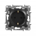 Розетка 1-м СП Etika 16А IP20 250В 2P+E с заземл. немецк. стандарт винт. клеммы механизм антрацит Leg 672621