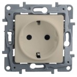 Розетка 1-м СП Etika 16А IP20 250В 2P+E с заземл. немецк. стандарт винт. клеммы механизм сл. кость Leg 672321