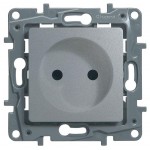 Розетка 1-м СП Etika 16А IP31 250В 2P без заземл. защ. шторки немецк. стандарт винт. клеммы механизм алюм. Leg 672434