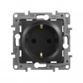 Розетка 1-м СП Etika 16А IP31 250В 2P+E с заземл. защ. шторки немецк. стандарт винт. клеммы механизм антрацит Leg 672622