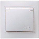 Розетка 1-м СП Кварта РСбш10-3-КБ 16А IP20 с заземл. защ. шторки с крышкой бел. IEK ERK12-K01-16-DM