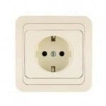 Розетка 1-м СП Mimoza 16А IP20 с заземл. крем./крем. Makel 25028