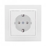 Розетка 1-м СП Минск 16А IP20 с заземл. защ. шторки бел. Basic EKF ERR16-028-100