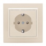 Розетка 1-м СП Минск 16А IP20 с заземл. защ. шторки беж. EKF ERR16-028-200