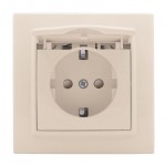 Розетка 1-м СП Минск 16А IP44 с заземл. защ. шторки с крышкой беж. EKF ERR16-029-200-44