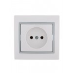 Розетка 1-м СП Mira 16А IP20 без заземл. с сер. вставкой керамика бел. LEZARD 701-0215-121