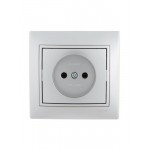 Розетка 1-м СП Mira 16А IP20 без заземл. со вставкой керамика сер. метал. LEZARD 701-1010-121