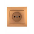 Розетка 1-м СП Mira 16А IP20 без заземл. со вставкой керамика зол. метал. LEZARD 701-1313-121