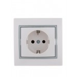 Розетка 1-м СП Mira 16А IP20 с заземл. с сер. вставкой керамика бел. LEZARD 701-0215-122