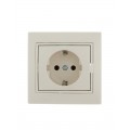 Розетка 1-м СП Mira 16А IP20 с заземл. со вставкой керамика крем. LEZARD 701-0303-122