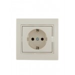 Розетка 1-м СП Mira 16А IP20 с заземл. со вставкой керамика крем. LEZARD 701-0303-122