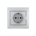 Розетка 1-м СП Mira 16А IP20 с заземл. со вставкой керамика сер. метал. LEZARD 701-1010-122