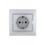 Розетка 1-м СП Mira 16А IP20 с заземл. со вставкой керамика сер. метал. LEZARD 701-1010-122