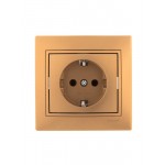 Розетка 1-м СП Mira 16А IP20 с заземл. со вставкой керамика зол. метал. LEZARD 701-1313-122