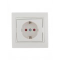 Розетка 1-м СП Mira 16А IP20 с заземл. защ. шторки с бел. вставкой керамика бел. LEZARD 701-0202-124