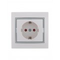 Розетка 1-м СП Mira 16А IP20 с заземл. защ. шторки с сер. вставкой керамика бел. LEZARD 701-0215-124