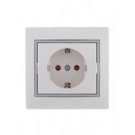Розетка 1-м СП Mira 16А IP20 с заземл. защ. шторки с сер. вставкой керамика бел. LEZARD 701-0215-124
