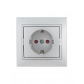 Розетка 1-м СП Mira 16А IP20 с заземл. защ. шторки со вставкой керамика сер. метал. LEZARD 701-1010-124