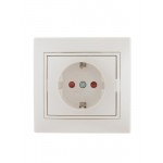 Розетка 1-м СП Mira 16А IP20 с заземл. защ. шторки со вставкой керамика жемчуж./бел. перламутр. LEZARD 701-3030-124