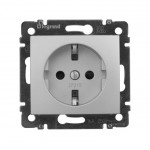 Розетка 1-м СП Valena 16А IP21 230/250В 2P+E с заземл. защ. шторки на винтах механизм алюм. Leg 770121