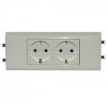 Розетка 2-м 4мод. Mosaic 16А IP40 2х2P+E с заземл. немецк. стандарт с суппортом безвинт. клеммы для кабель-канала DLP бел. Leg 077432