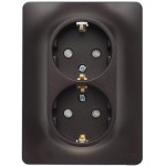 Розетка 2-м Glossa 16А защ. шторки с заземл. в сборе шоколад SchE GSL000826