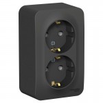 Розетка 2-м ОП Blanca 16А IP20 250В с заземл. без защ. шторок антрацит SchE BLNRA010206
