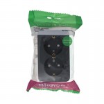 Розетка 2-м ОП Blanca 16А IP20 250В с заземл. защ. шторки с изолир. пластиной антрацит SchE BLNRA011216