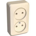Розетка 2-м ОП Этюд 16А IP20 250В без заземл. без защ. шторок крем. SchE PA16-005K