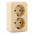 Розетка 2-м ОП Этюд 16А IP20 250В с заземл. без защ. шторок крем. SchE PA16-007K