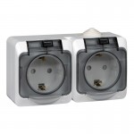 Розетка 2-м ОП Этюд 16А IP44 250В с заземл. защ. шторки бел. SchE PA16-244B