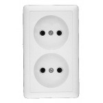 Розетка 2-м ОП Хит 16А IP20 без заземл. без защ. шторок бел. SchE RA16-237-B