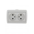 Розетка 2-м ОП Nata 16А IP20 без заземл. керамика бел. LEZARD 710-0200-128