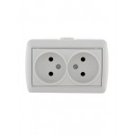 Розетка 2-м ОП Nata 16А IP20 без заземл. керамика бел. LEZARD 710-0200-128