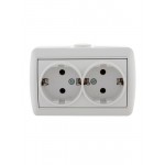 Розетка 2-м ОП Nata 16А IP20 с заземл. керамика бел. LEZARD 710-0200-127