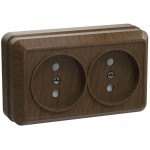 Розетка 2-м ОП Октава 10А IP20 без заземл. дуб IEK ERO20-K04-10-DC