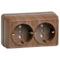 Розетка 2-м ОП Октава РСш22-3-ОД 16А IP20 с заземл. защ. шторки дуб IEK ERO24-K04-16-DC