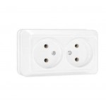 Розетка 2-м ОП Олимп 16А IP20 без заземл. бел. UNIVersal О0102
