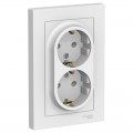 Розетка 2-м СП AtlasDesign 16А IP20 с заземл. в сборе бел. SchE ATN000124
